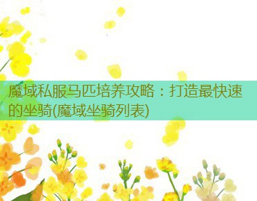 魔域私服马匹培养攻略：打造最快速的坐骑(魔域坐骑列表)